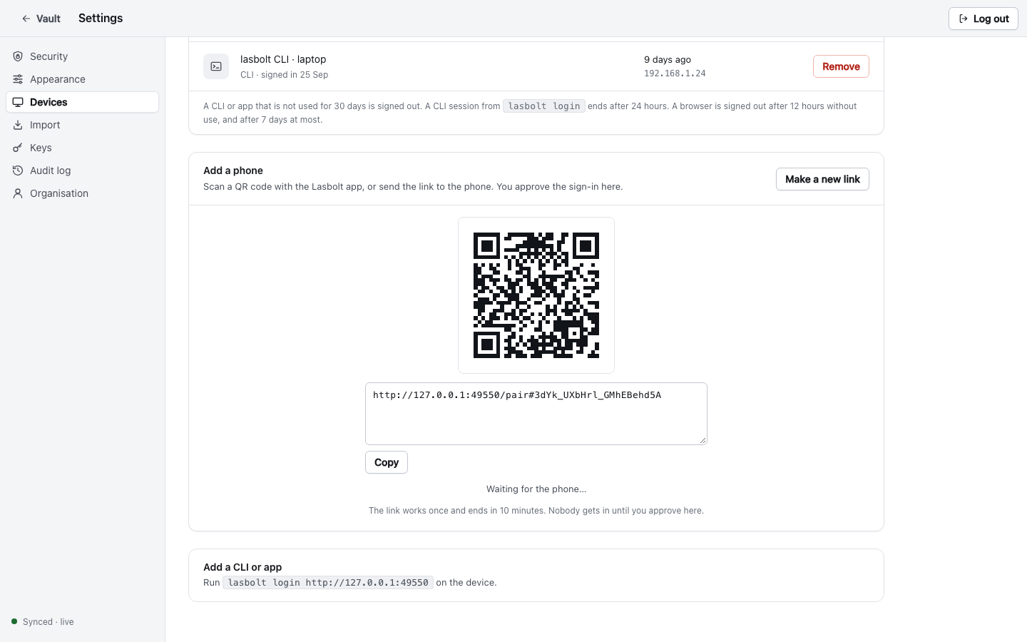 The QR code to add a phone