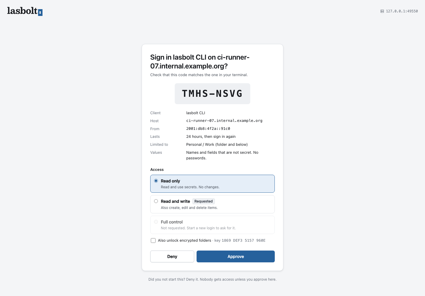 The approval page of a sign-in